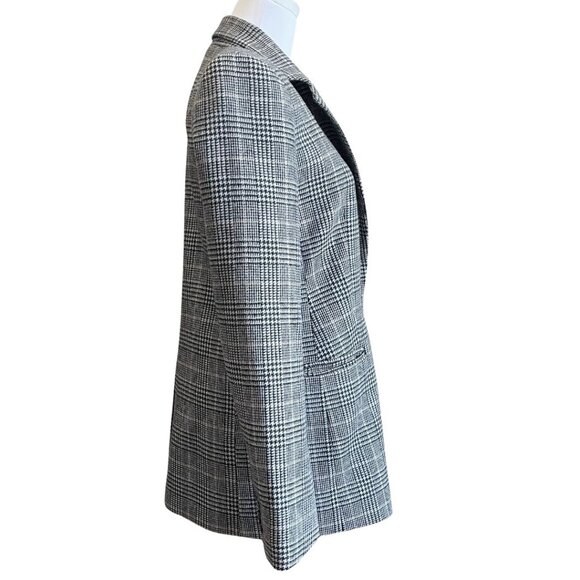 CLUB MONACO HOUDSTOOTH WOOL BLEND SINGLE BREATED MID-LENGTH BLAZER - 2 - Picture 2 of 8